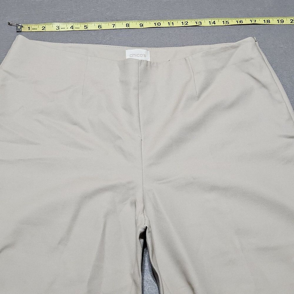 Chico's Pants Sz 2 US L 12 Cropped Side Zip Stretch Beige - Picture 7 of 8
